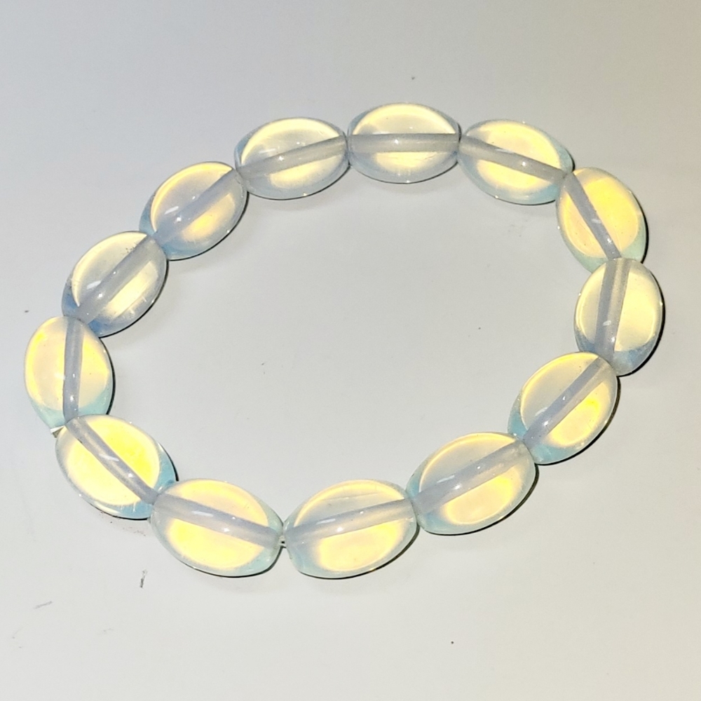Bracelet, Moonstone Glass Beaded Stretch Handcrafted Bracelet, New